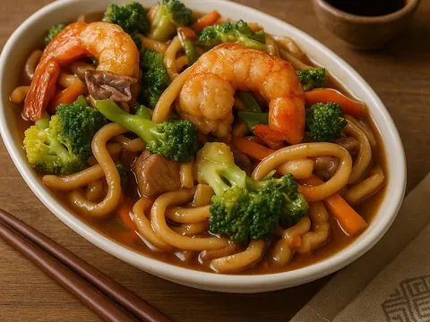 Yakissoba de Camarão 450gr + Coca-Cola lata 350ml