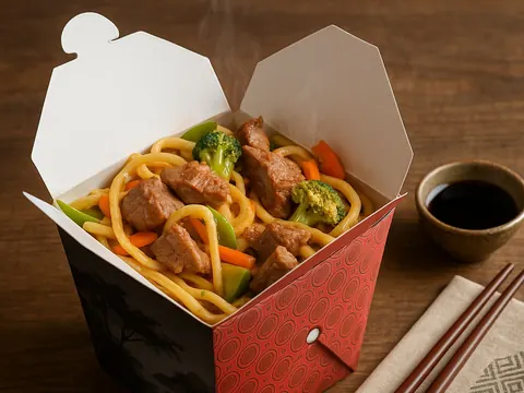 Yakissoba de carne 450gr + Coca-Cola lata 350ml